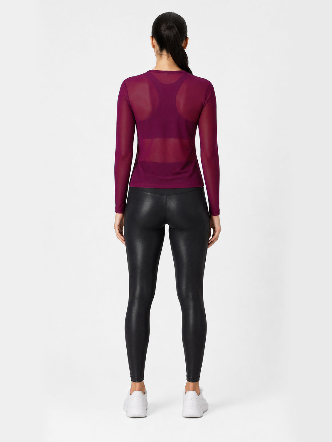 Wine Mesh Long Sleeve Tee