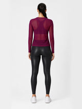 Wine Mesh Long Sleeve Tee