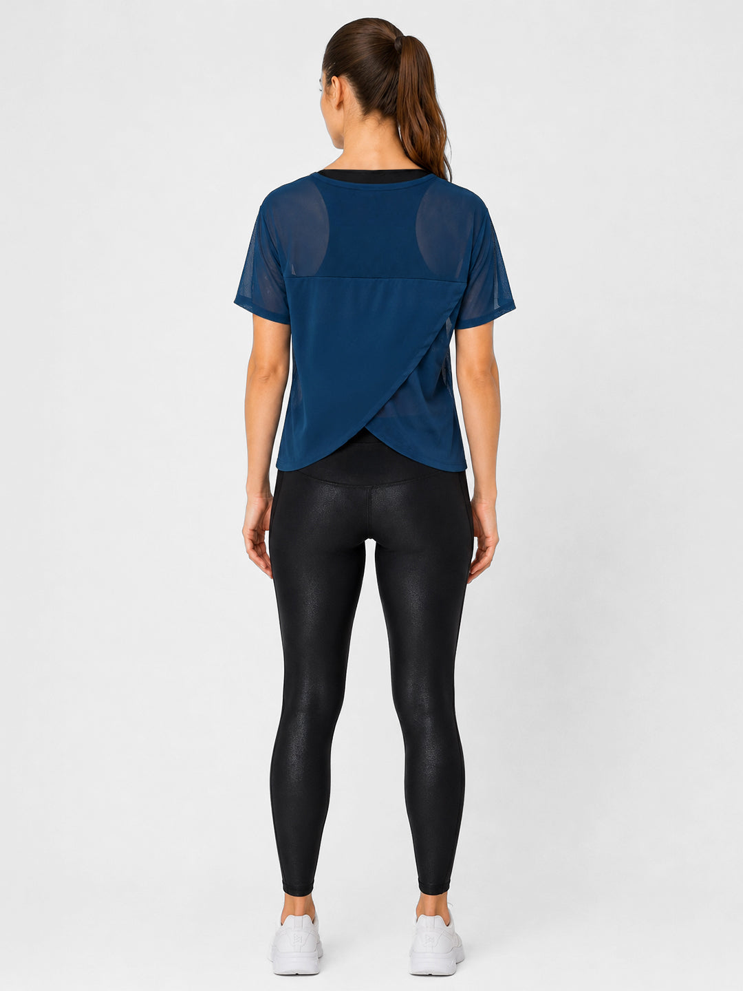 Crystal Teal Overlapping Mesh Tee