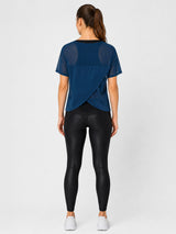 Crystal Teal Overlapping Mesh Tee