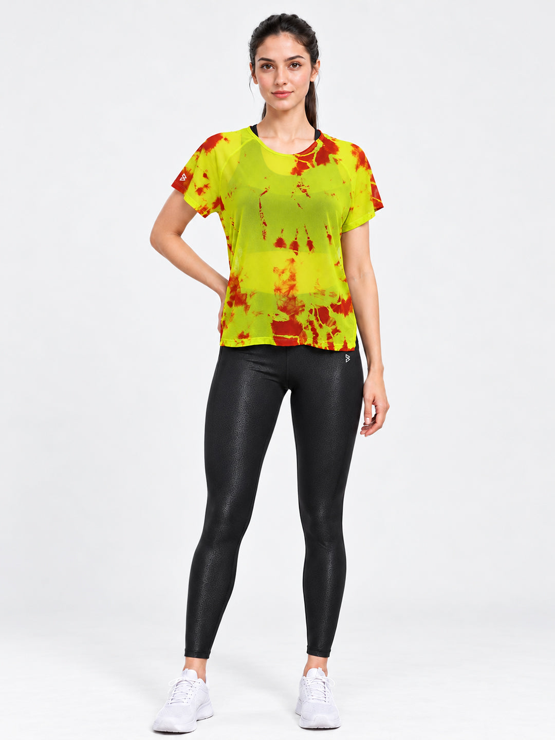 Neon Tie-Dye Overlapping Mesh Tee