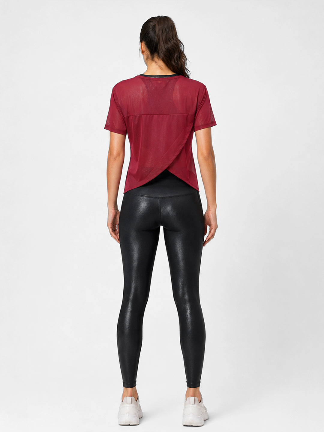 Aurora Red Overlapping Mesh Tee