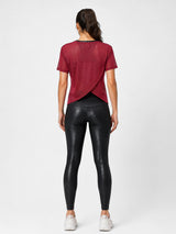 Aurora Red Overlapping Mesh Tee