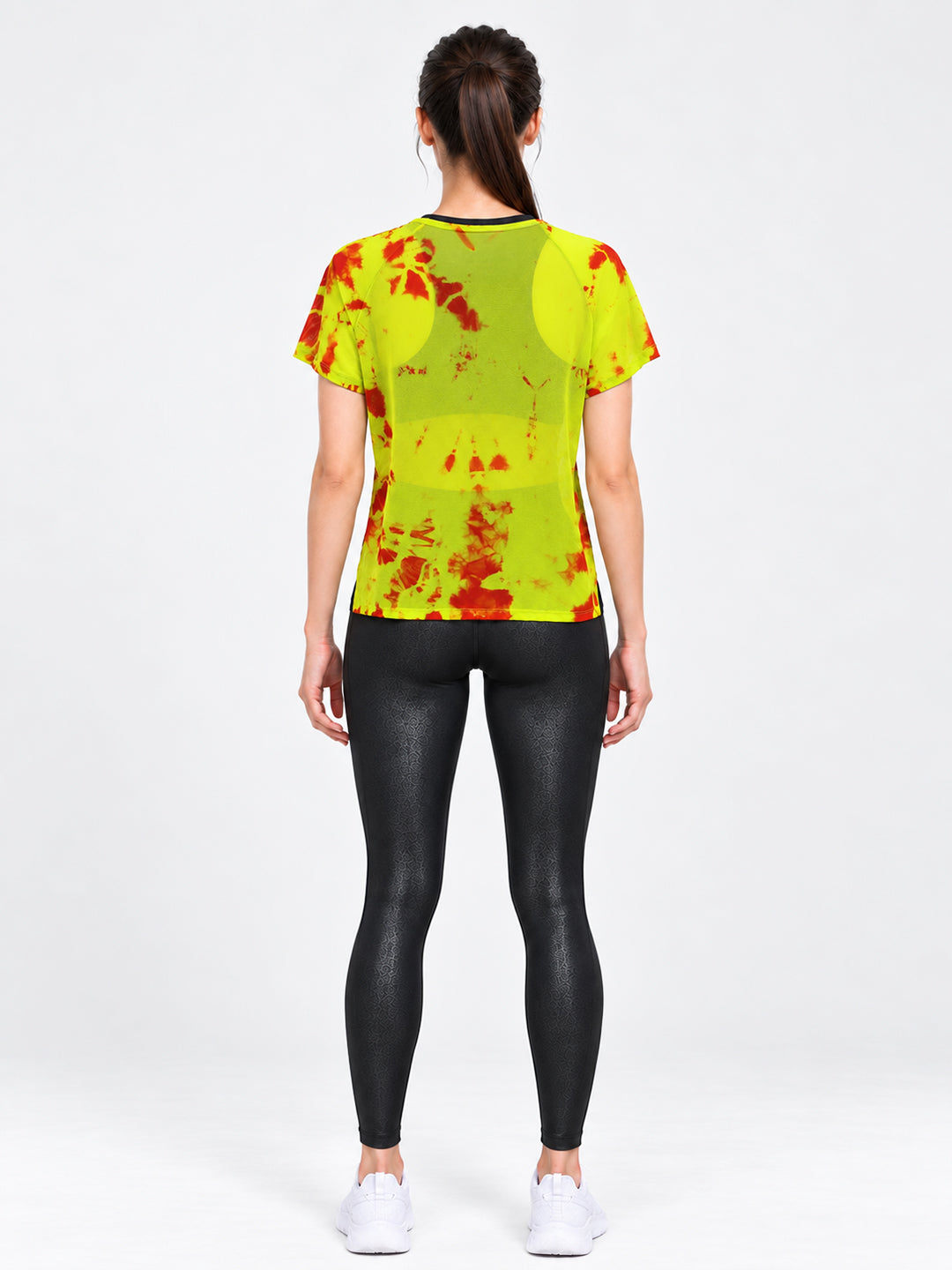 Neon Tie-Dye Overlapping Mesh Tee