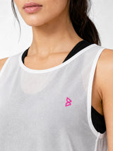 White Rouched Mesh Tank