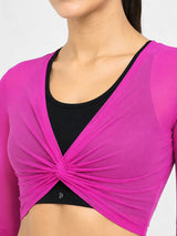 Pink Long Sleeve Mesh Cover Up
