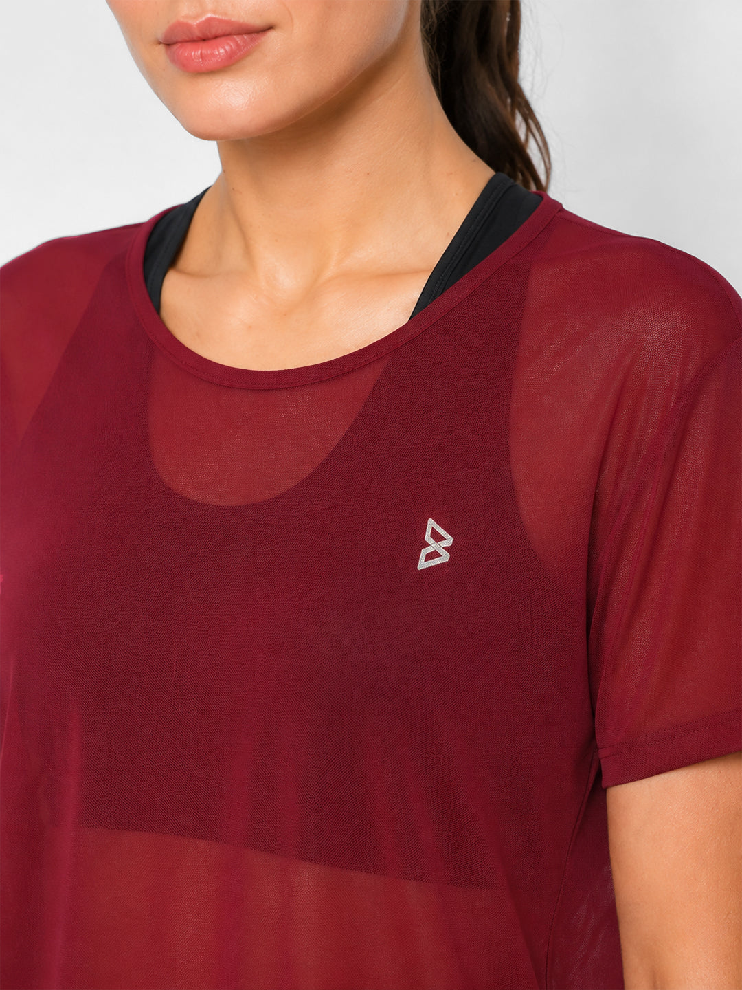 Aurora Red Overlapping Mesh Tee