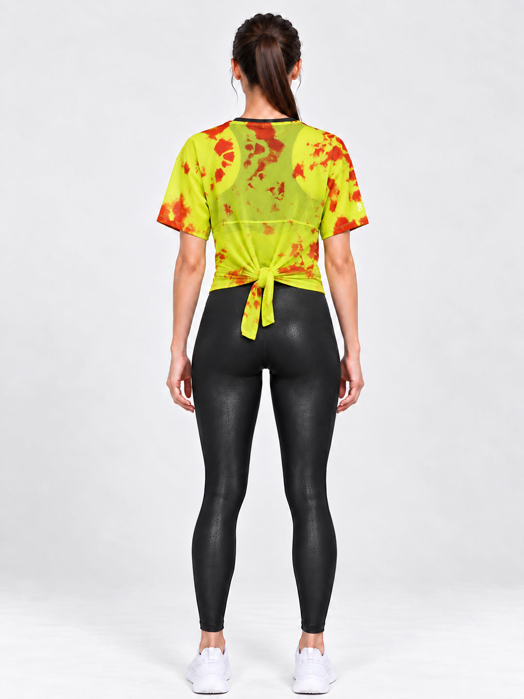 Neon Tie-Dye Tie-Up Mesh Tee
