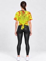 Neon Tie-Dye Tie-Up Mesh Tee