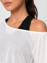 White Off-Shoulder Mesh Tee