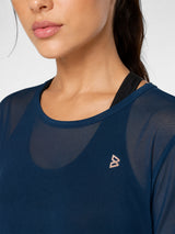 Crystal Teal Overlapping Mesh Tee