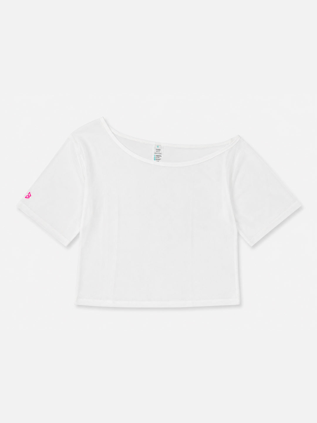 White Off-Shoulder Mesh Tee