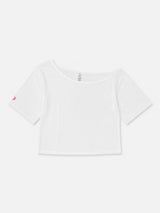White Off-Shoulder Mesh Tee