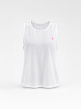 White Rouched Mesh Tank