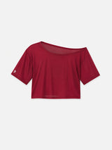 Aurora Red Off Shoulder Mesh Tee