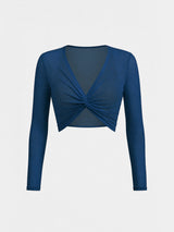 Teal Long Sleeve Mesh Cover Up