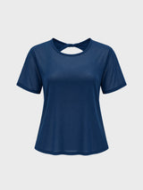 Crystal Teal Twisty Back Mesh Tee