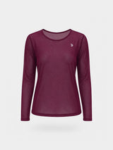 Wine Mesh Long Sleeve Tee