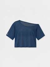 Crystal Teal Off Shoulder Mesh Tee