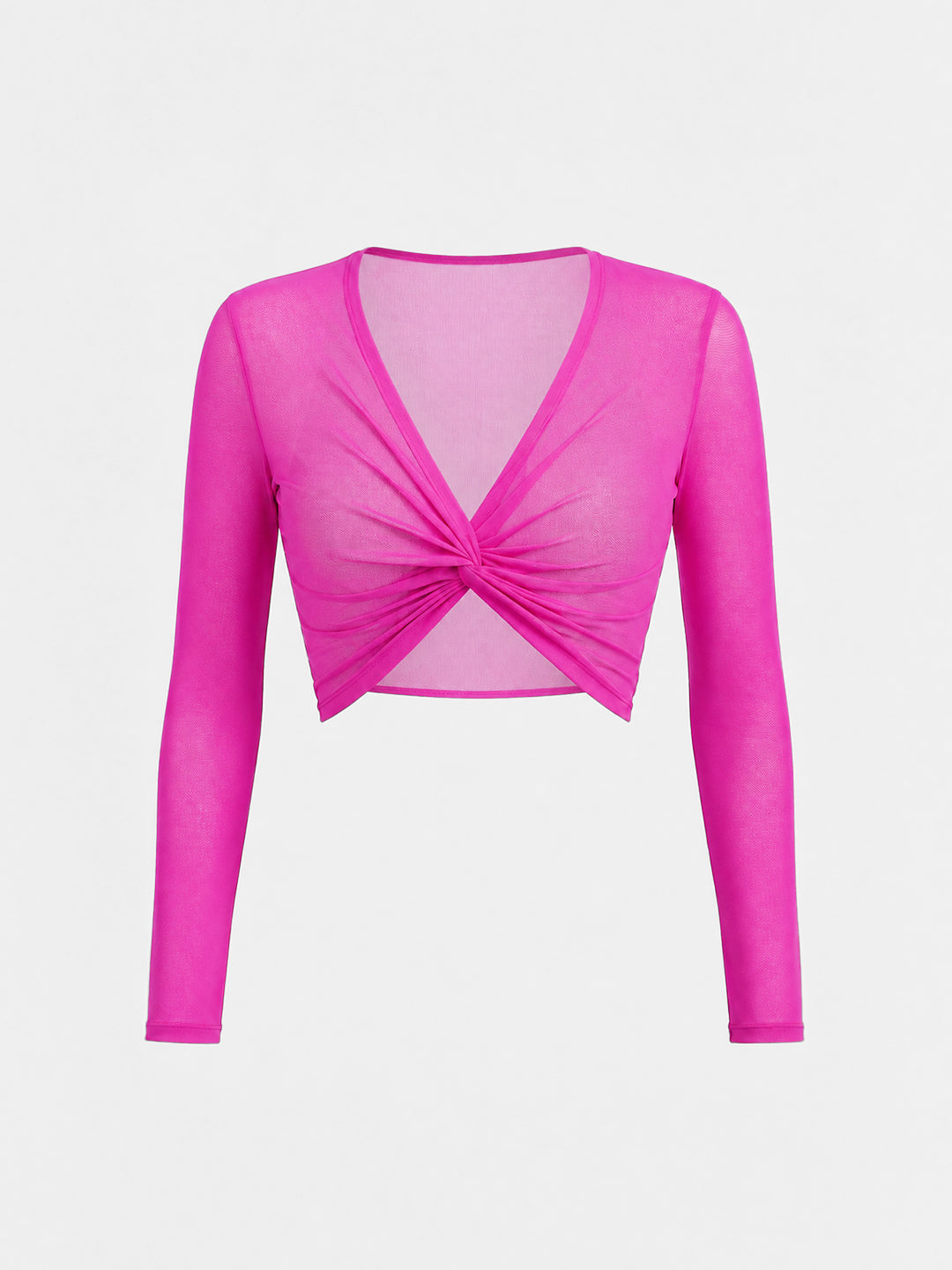 Pink Long Sleeve Mesh Cover Up