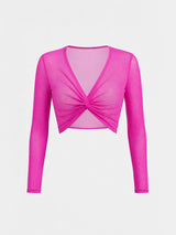 Pink Long Sleeve Mesh Cover Up