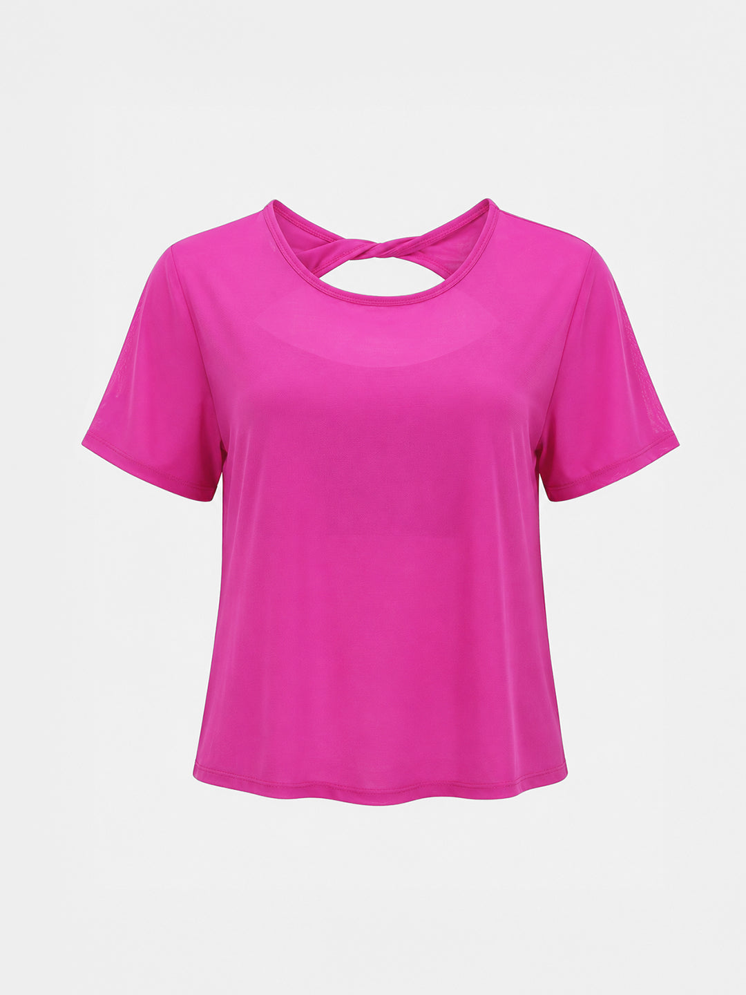 Pink Twisty Back Mesh Tee
