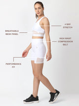 Star White High Waist Biker Shorts BODD ACTIVE