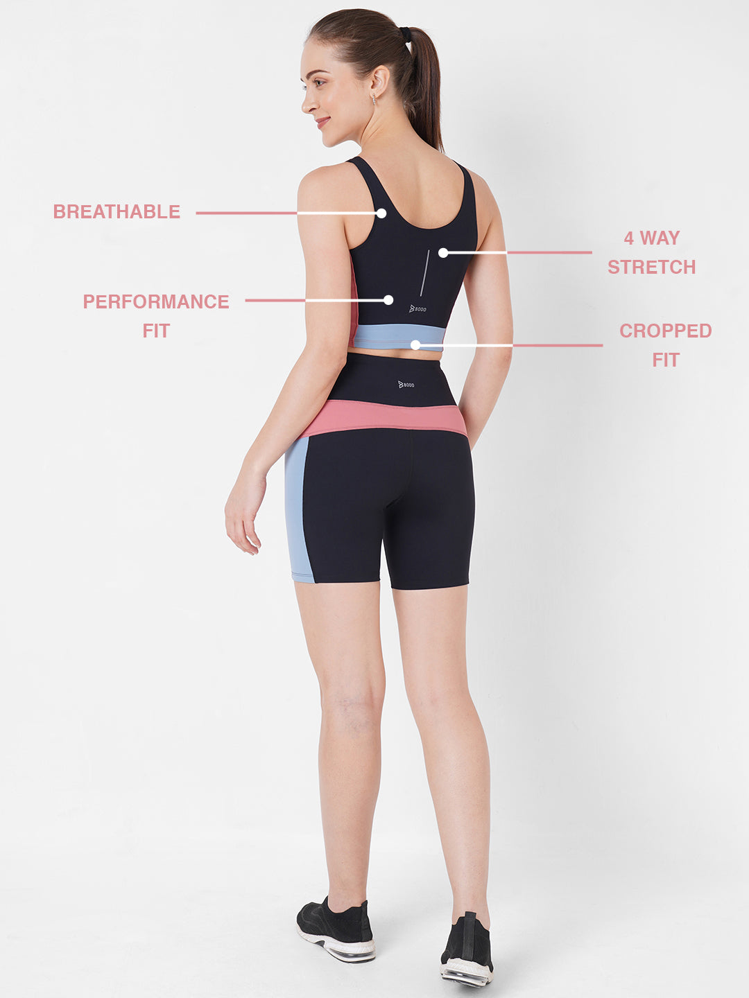 Coral And Iris Blue Crop Top BODD ACTIVE