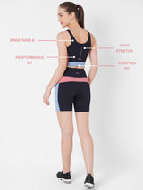 Coral And Iris Blue Crop Top BODD ACTIVE