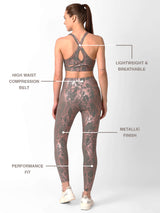 Grey And Rose Gold Metallic Snakeskin Set BODD ACTIVE