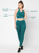 Jade Green Scallop Crop Top BODD ACTIVE