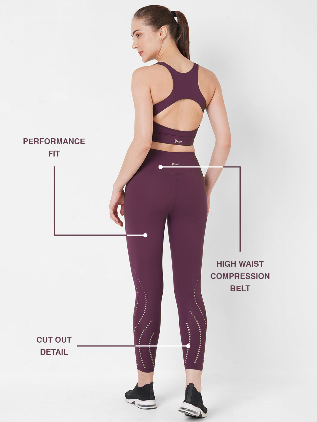 Wine Cut Out High Waist Leggings BODD ACTIVE