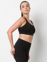 LunaMotion Black Cross Back Sports Bra