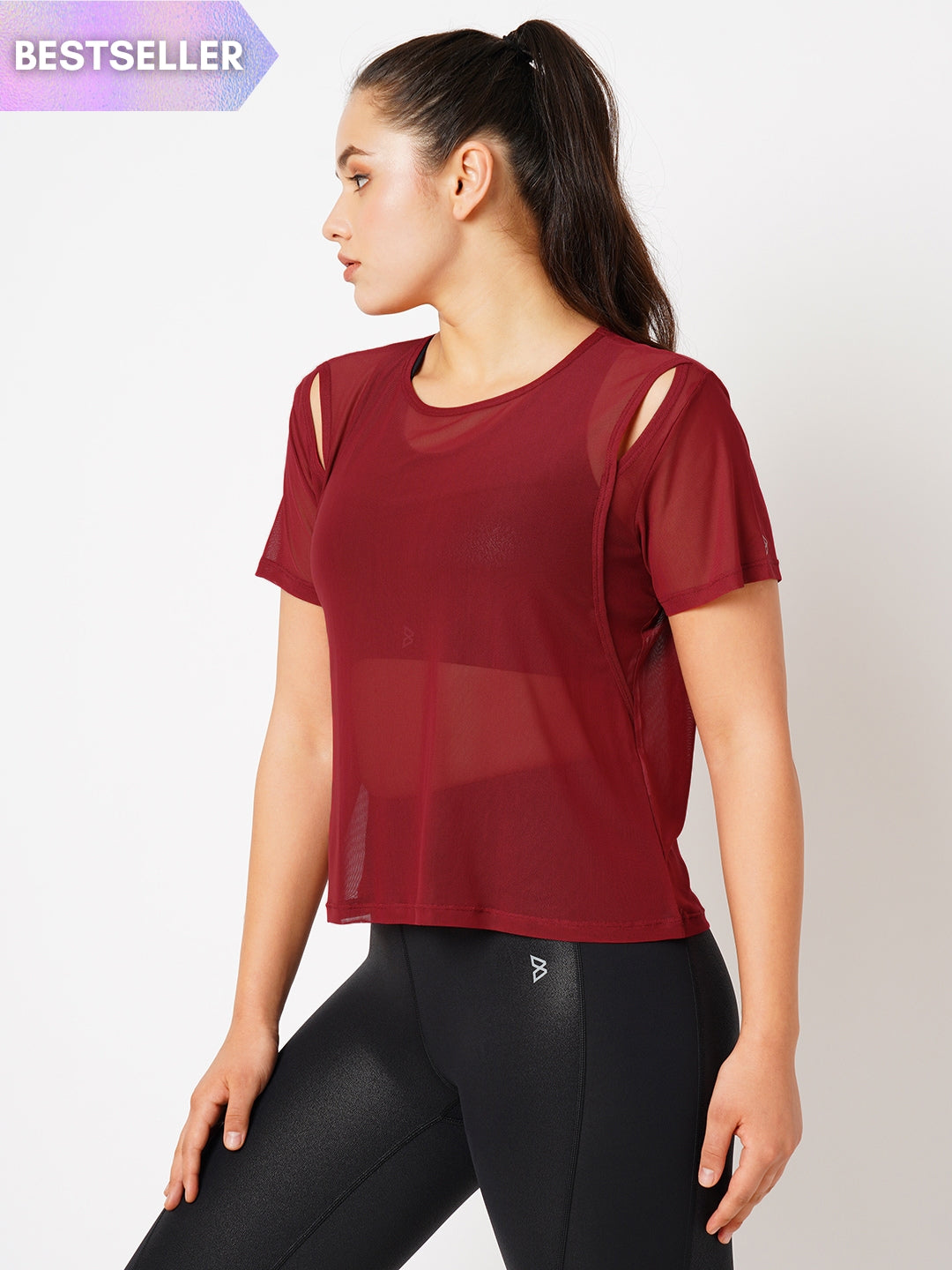 Aurora Red Mesh Tee BODD ACTIVE