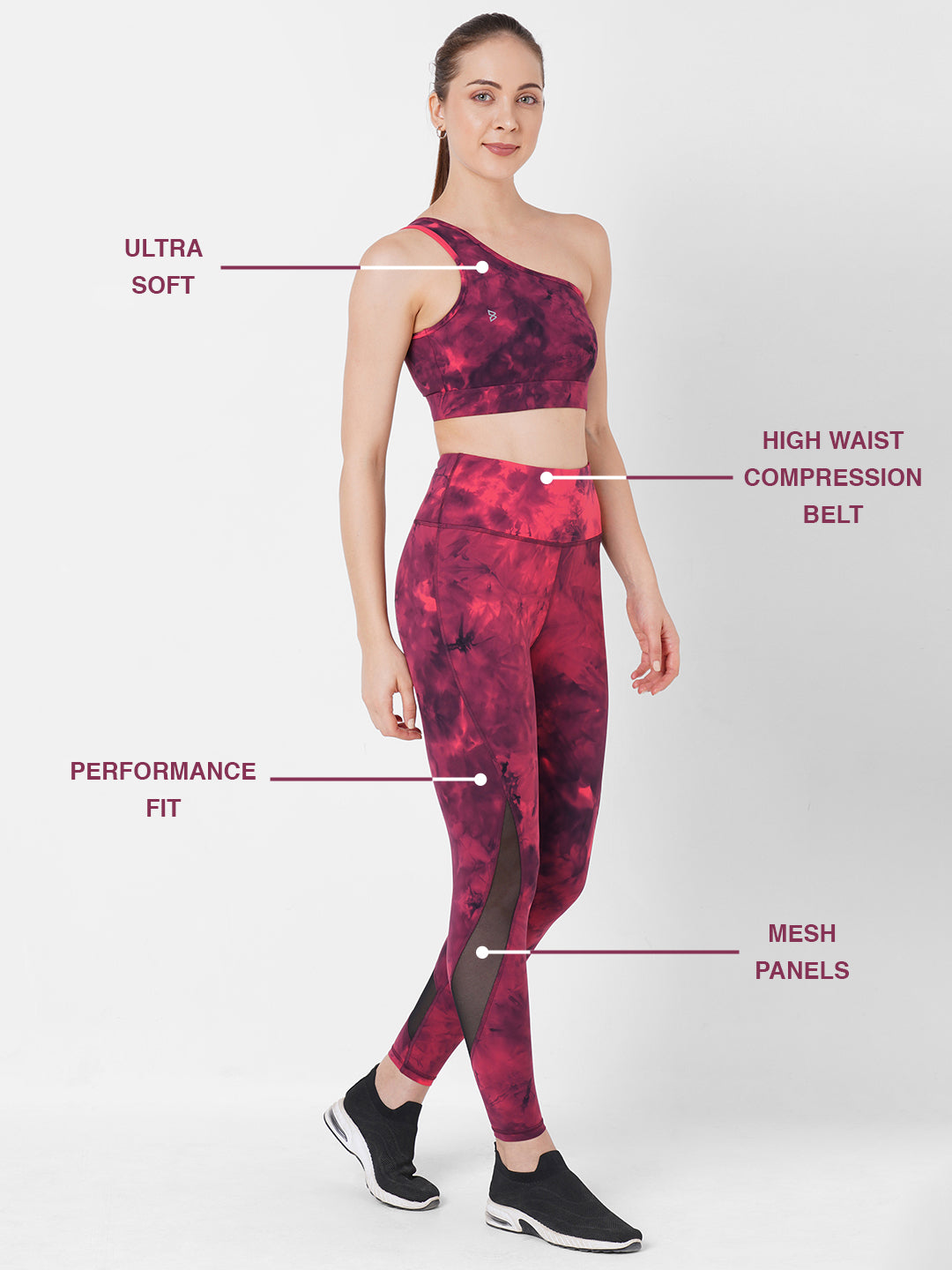 Ruby Wine Tie-dye Sports Bra Set BODD ACTIVE