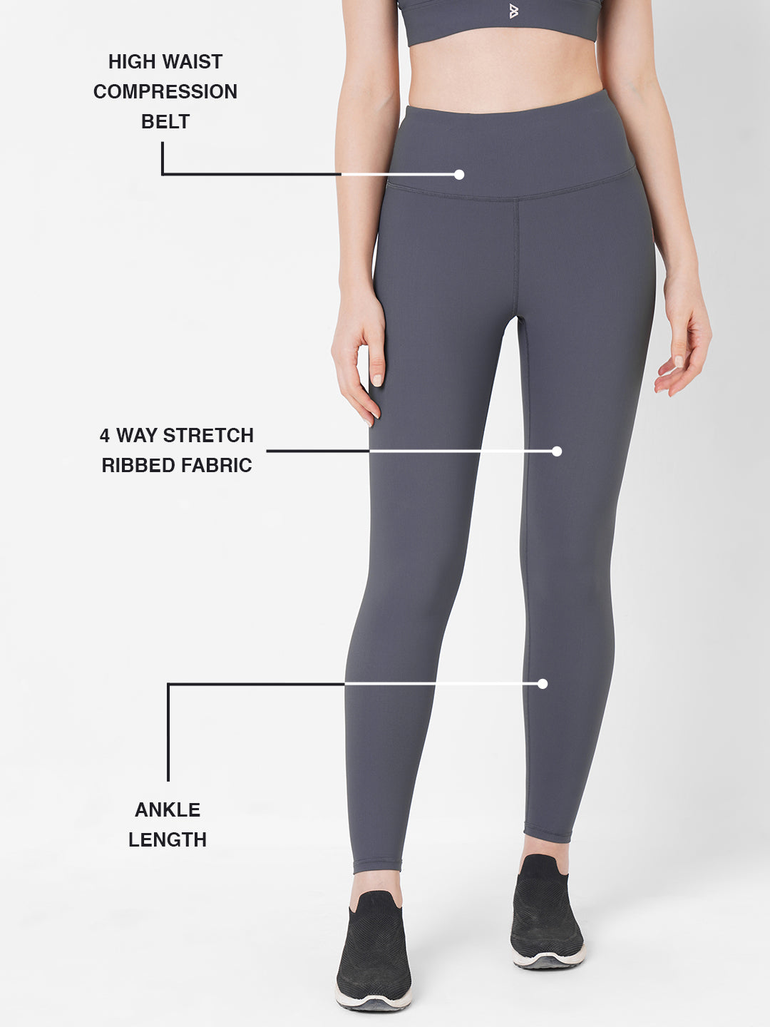 Stone Grey Ribbed Leggings BODD ACTIVE