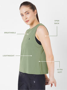 Green Olive Cut Out Tank BODD ACTIVE