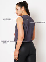 Ash Grey Drawstring Tank BODD ACTIVE