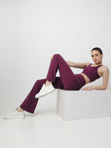 Wine Functional Flared Pants