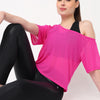 Hot Pink Mesh Off-Shoulder Tee