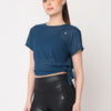 Crystal Teal Tie-up Mesh Tee