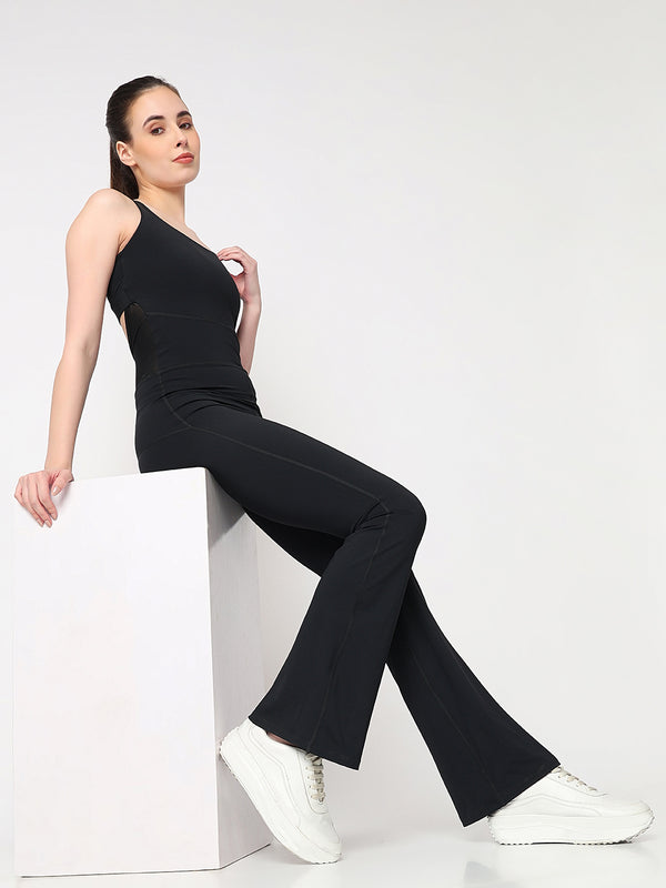 LunaMotion Black Flared Bodysuit