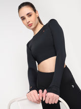 Black Tie-Up Crop Top