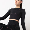 Black & Purple Endurance Full Sleeve Crop Top