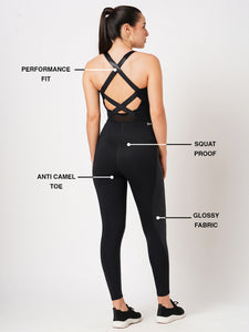 Functional Glossy Black Bodysuit BODD ACTIVE