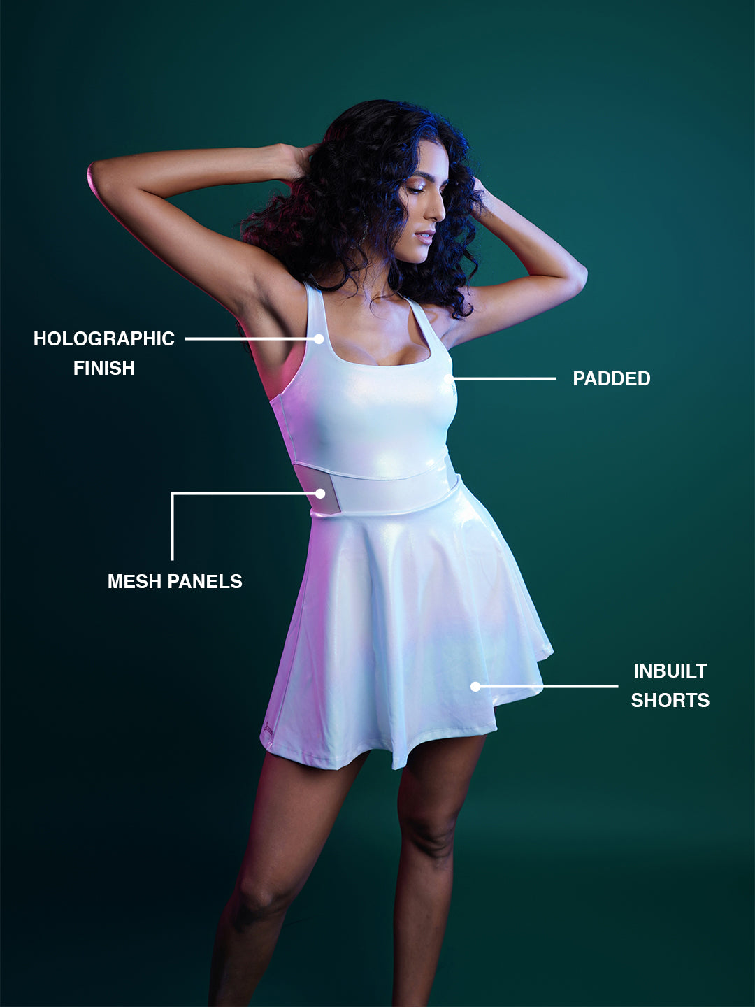White Holo Tennis Dress BODD ACTIVE