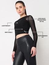 Black Mesh Open Back Tee