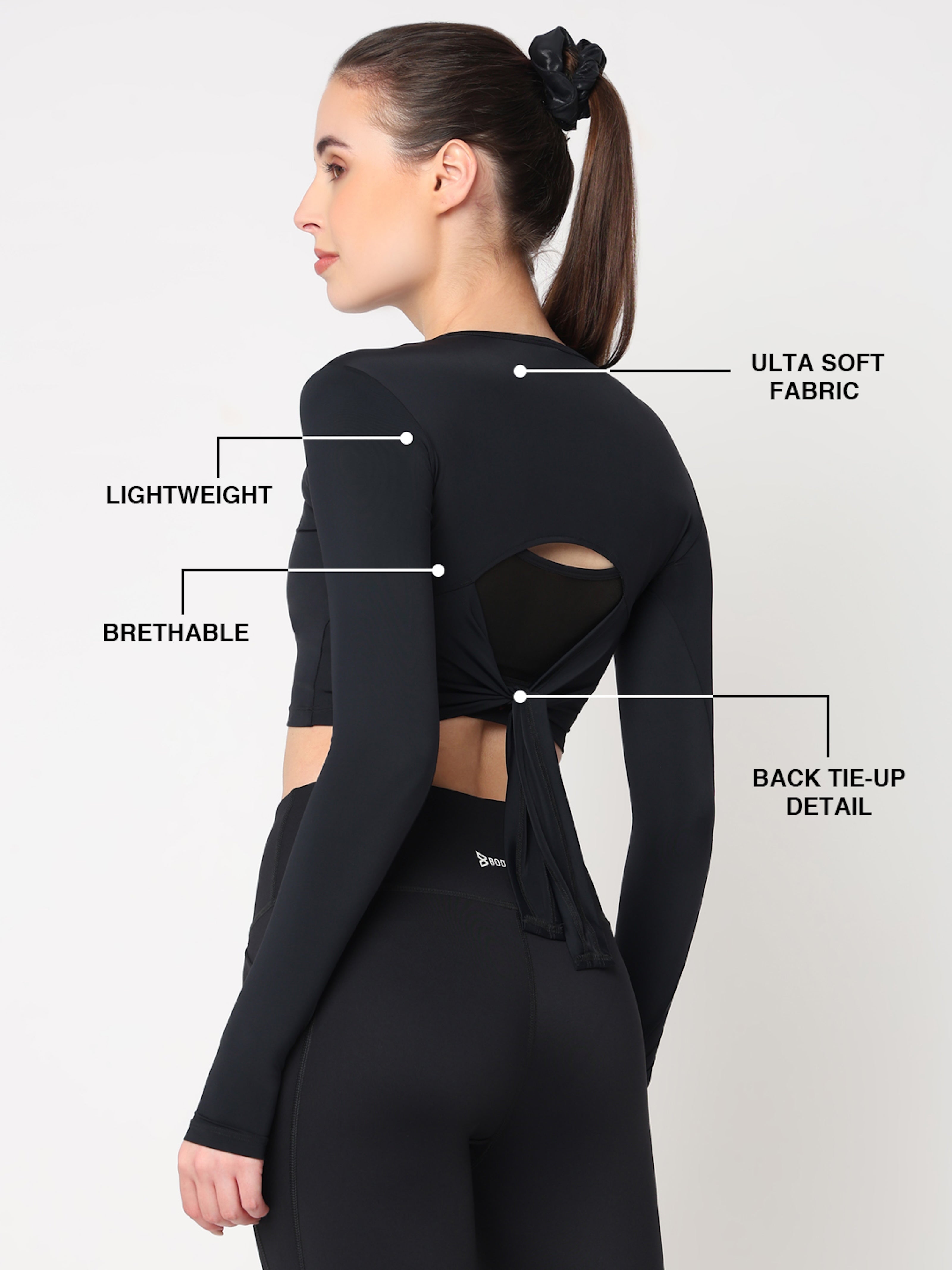 Black Tie-Up Crop Top