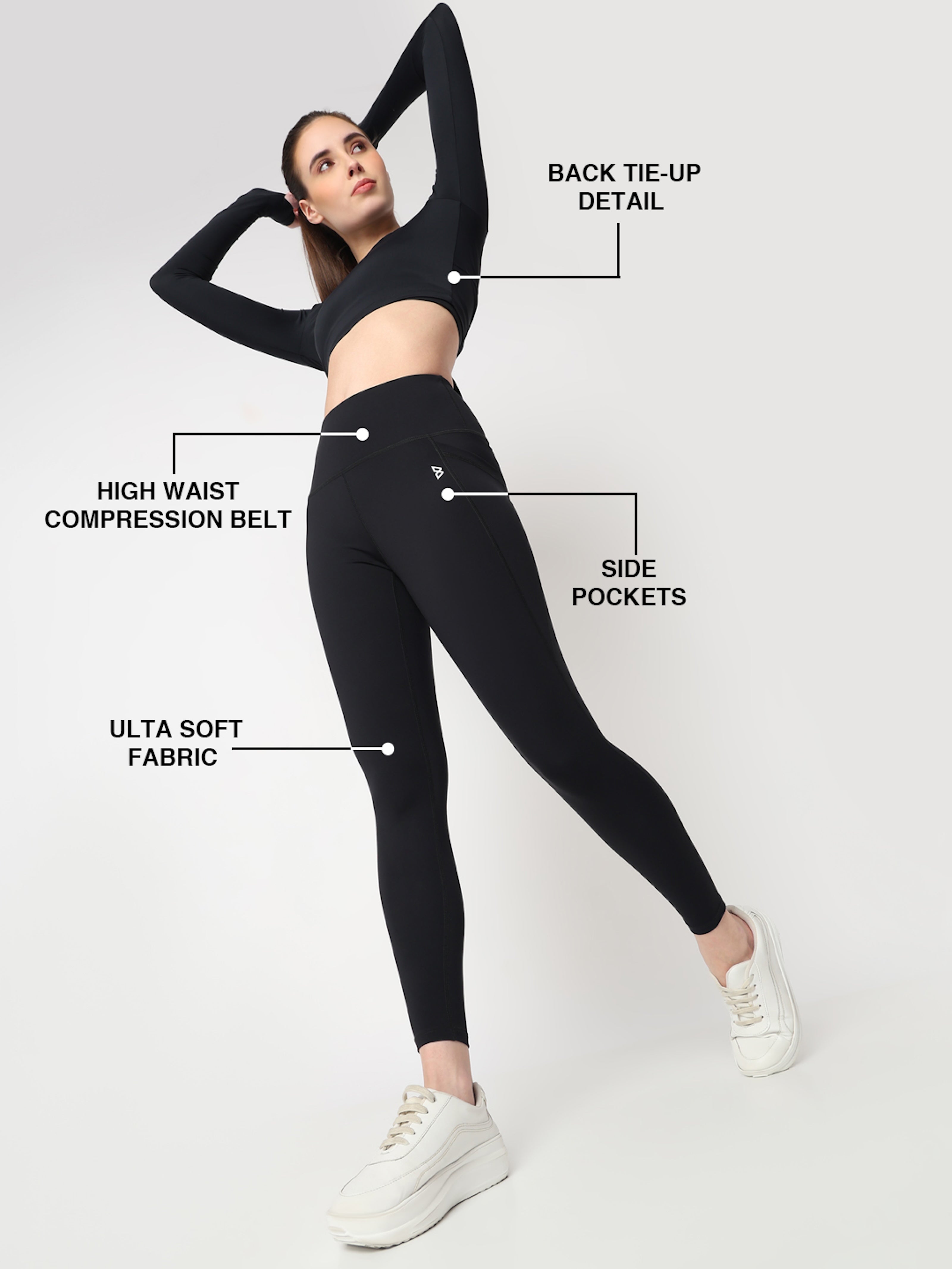 Black Essential Crop Top Set