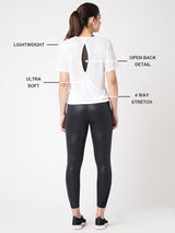 White Open Back Mesh Tee BODD ACTIVE